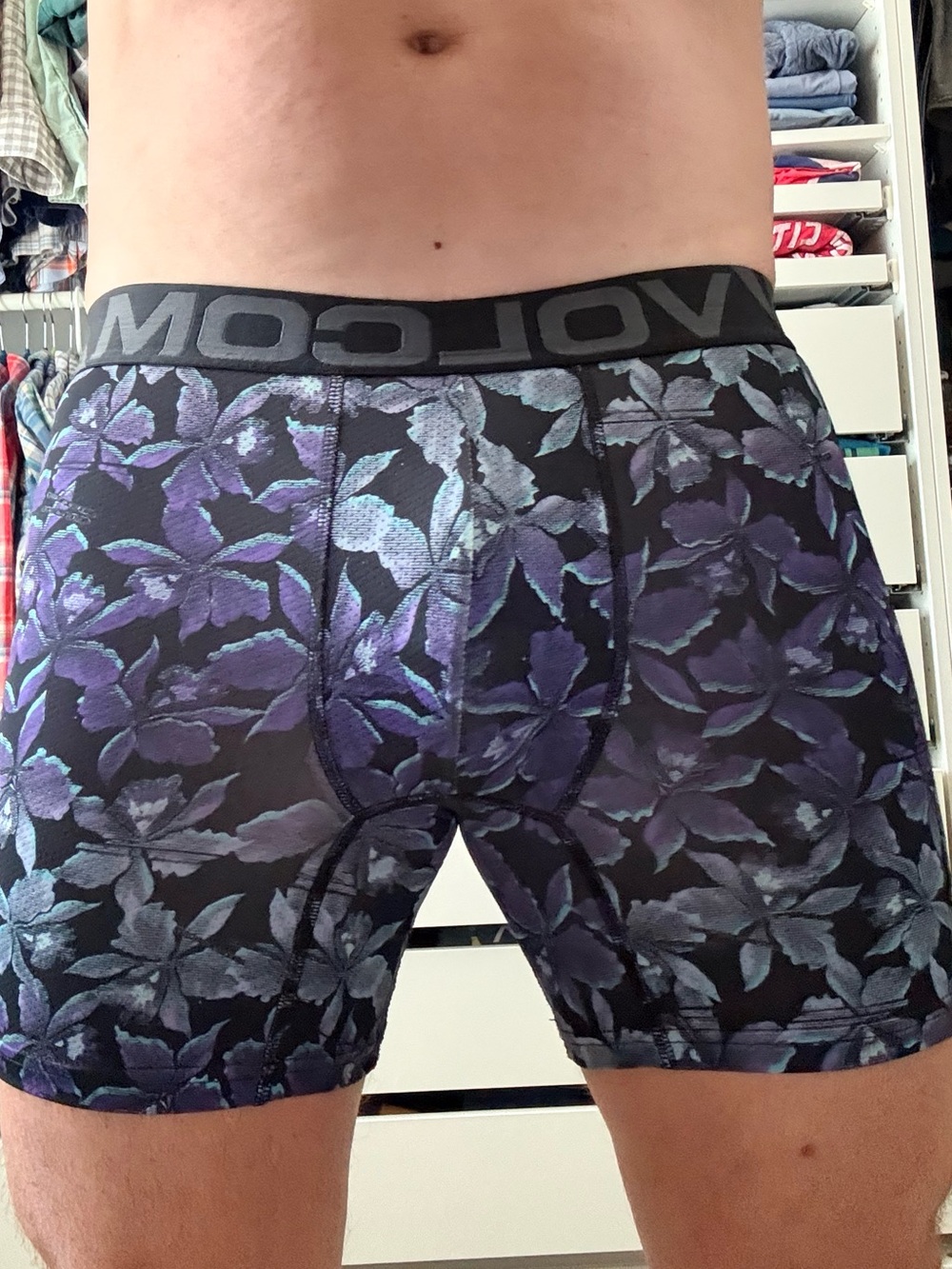 Volcom Men's Black Boxer Briefs with Purple Floral Print - Picture 3 of 4